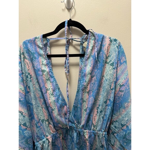 ASOS Design Shorts Romper Flutter Sleeve Pink Blue Size 10 - Picture 3 of 7